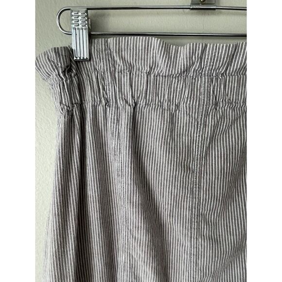 Pietsie Drop Crotch Striped Pants Pull On Small Beige White Resort Crop Coastal - Picture 3 of 7